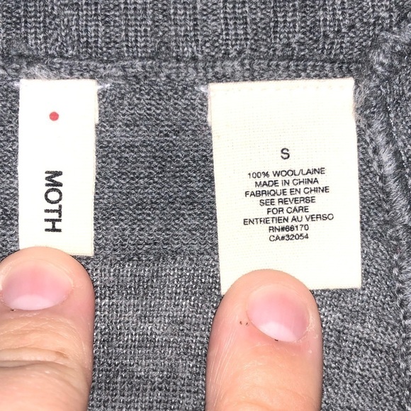 Anthropologie Moth Gray Wool Flutter Sleeve Button Up Long Cardigan size S - Picture 5 of 10